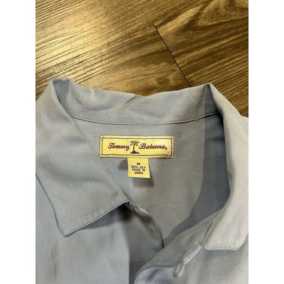 Tommy Bahama Men's Baby Blue Silk Short Sleeve Button Front Shirt Sz Medium M - Picture 5 of 6